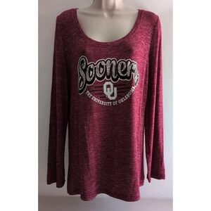 Creative Apparel Oklahoma Sooners OU Women's Long Sleeve Shirt  Crimson Large